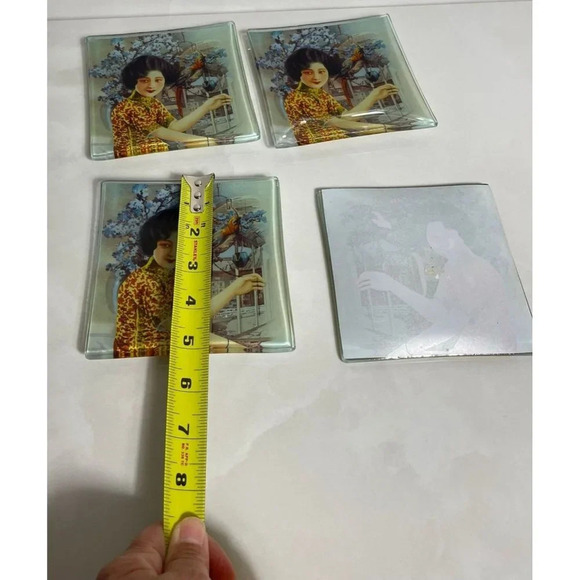 4 Lots of Pcs Mai Decal Plate Chinese Pin Up Girls Glass Plates Art Decor Poster - Picture 3 of 6